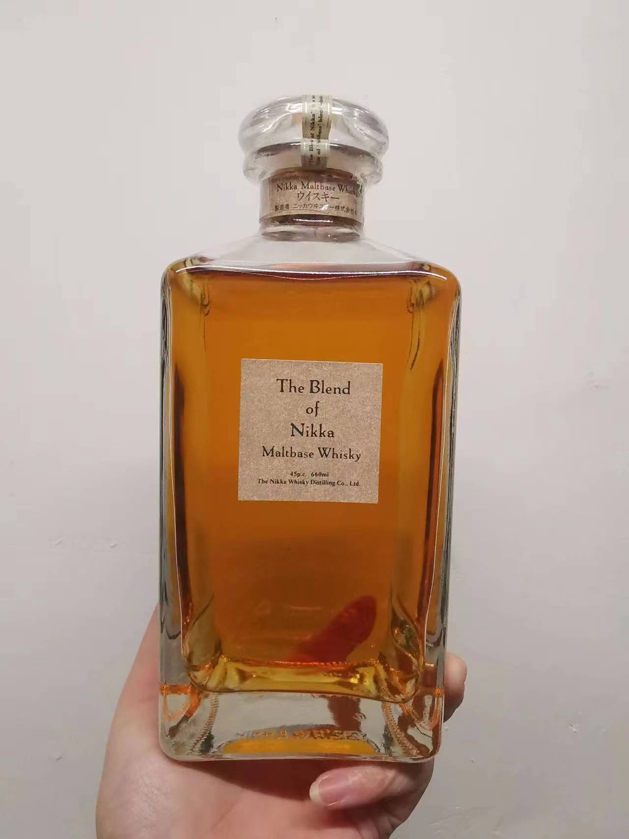 【绝版香水瓶/木塞头】日本 90年代 NIKKA 四角香水瓶 水晶瓶 绝版 一甲纯麦威士忌 The Blend of Nikka Maltbase Whisky 值得收藏