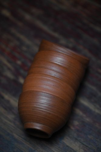 备前常滑 木工款 朱泥 手工拉胚 煎茶碗 ５客