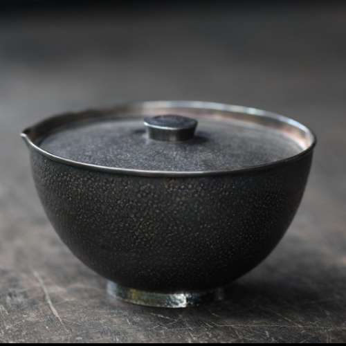 日本 手工槌纹 银盖碗 完全不隔热，适合冷泡茶。