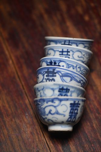 日本回流 中国清代 老茶杯 6客 品相如图有冲