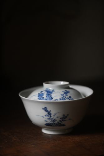 明治时期。老青花盖碗。
